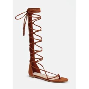 Just fab amaya flat sandals cognac